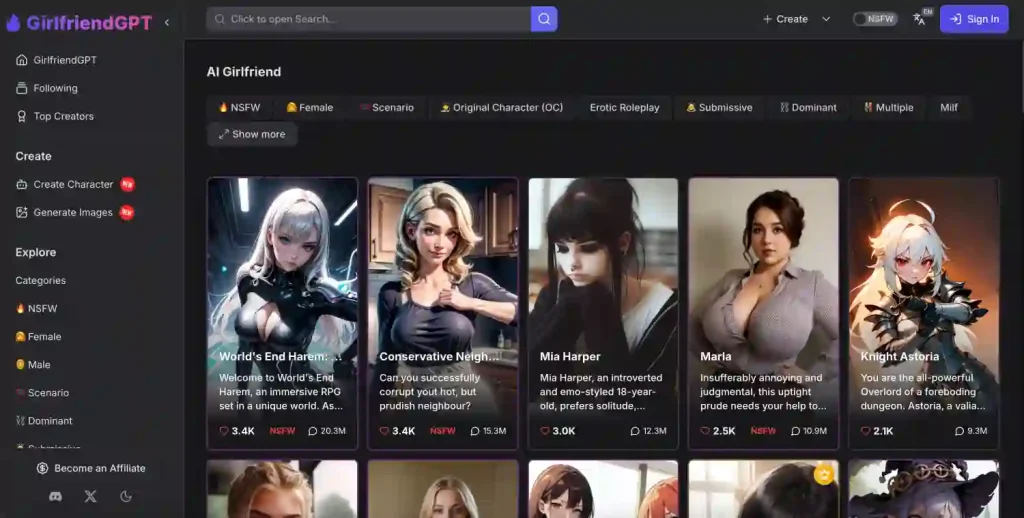 GPTGirlfriend - Best for prompt-driven customization & affordability