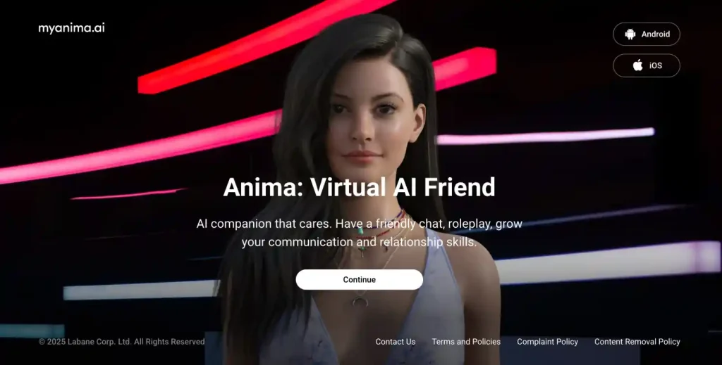 Anima / MyAnima: Best for mobile companionship & gentle roleplay