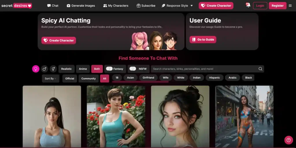 Secret Desires AI: Best for narrative, adult roleplay & images