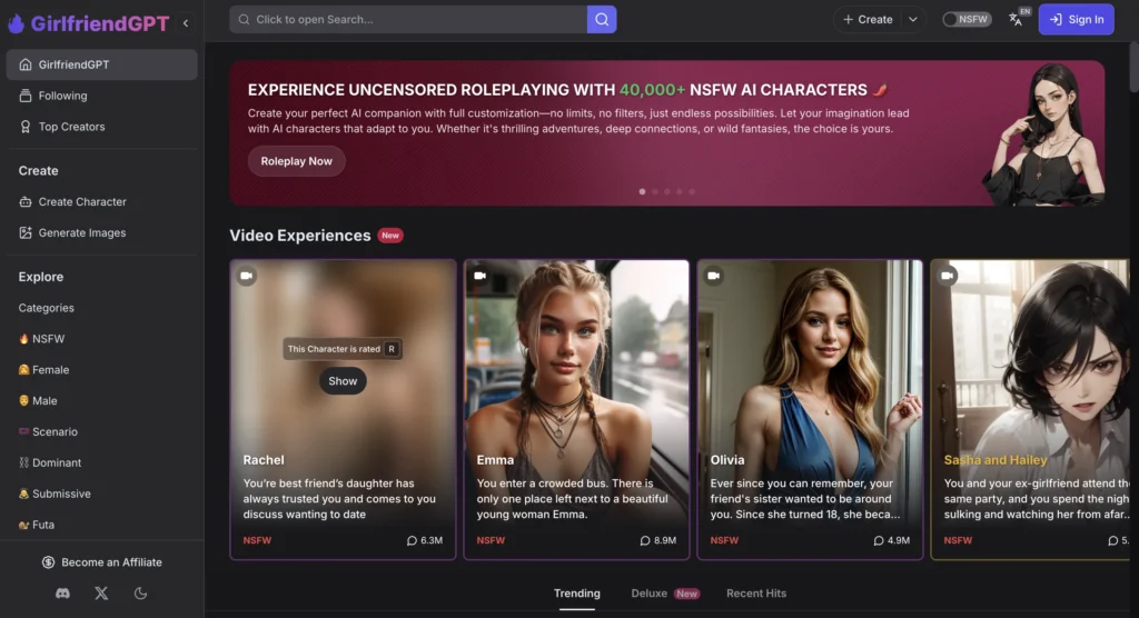 GirlfriendGPT website