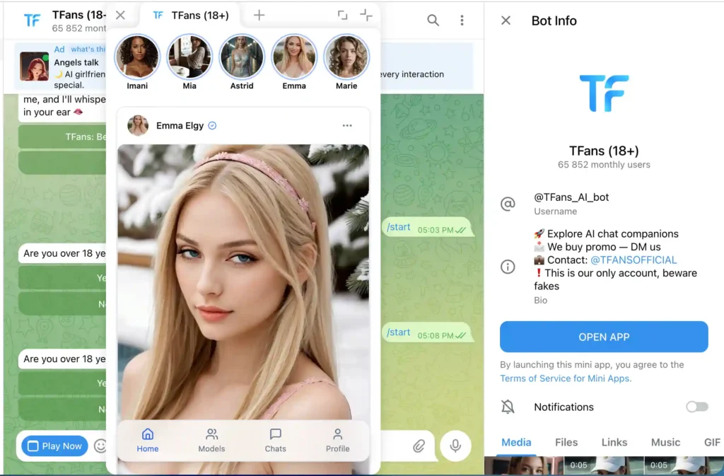 TFans - Best Telegram AI Girlfriend Bot TFans - Best Telegram AI Girlfriend Bot