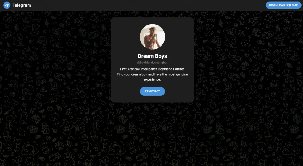 Dream Boys AI Telegram chat