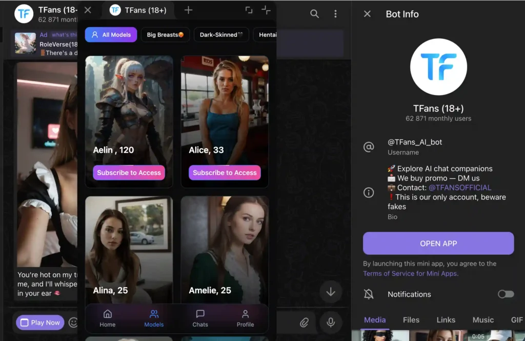 TFans - #1 AI Waifu Telegram Bot in 2025 TFans - #1 AI Waifu Telegram Bot in 2025