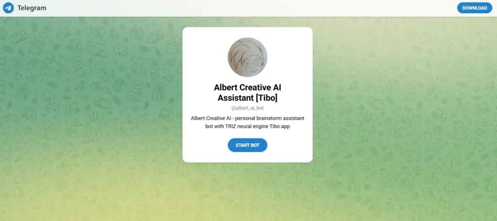 Screenshot of Albert Telegram AI friend chatbot interface.