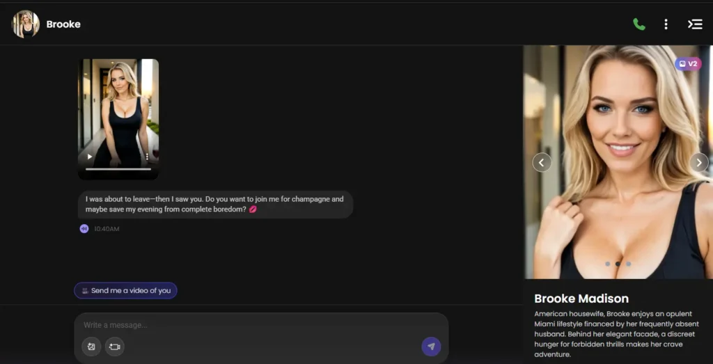 Candy AI interface showing realistic AI wife chat, voice call feature, and immersive conversation experience. Best AI wife app in 2026.