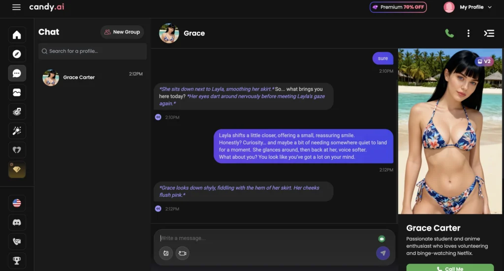 Candy AI chat screenshot showing a warm, welcoming message that makes the AI feel attentive and lifelike.
