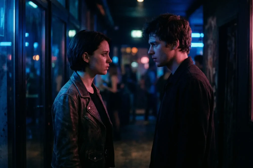 intense emotional scene of two people facing each other representing forbidden desire roleplay ai chatbot experience