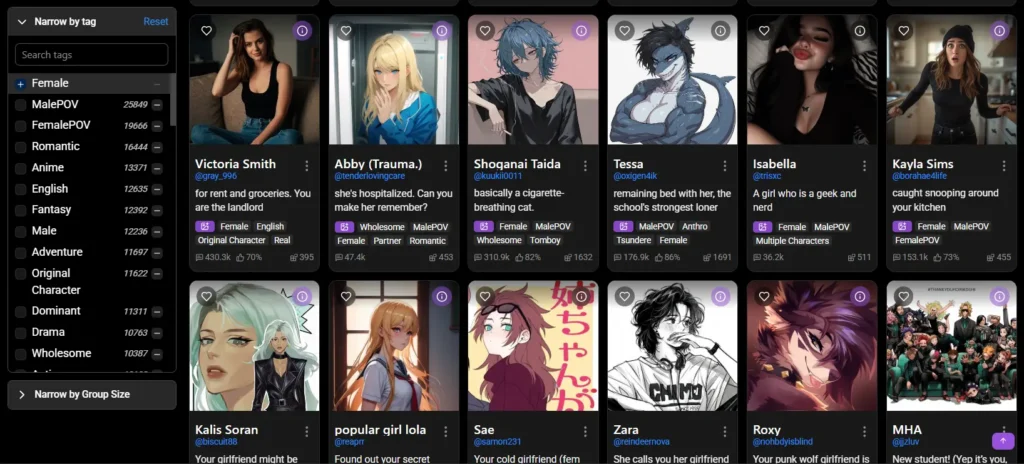 Spicy Chat AI dating app interface with dynamic conversation scenarios designed to simulate real-world dating interactions