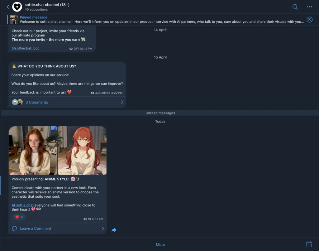 SoftieChat AI telegram channel