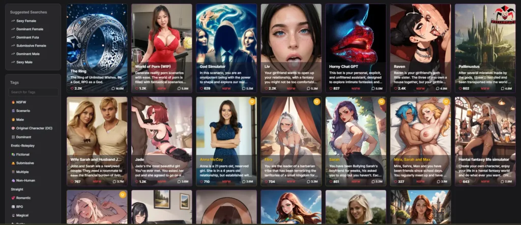 GirlfriendGPT interface with memory injection and deep narrative setup for roleplay ai chatbot interactions