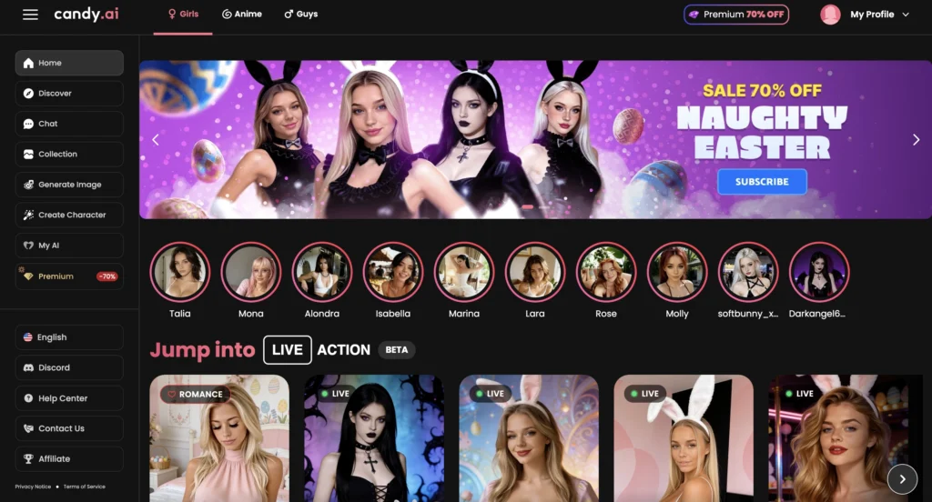 AI companion interface showing Candy AI virtual character with playful and adaptive personality for Gemini zodiac users.