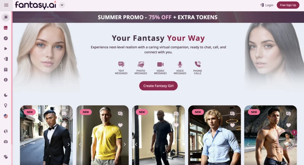 Fantasy AI platform displaying story-driven AI boyfriend interaction