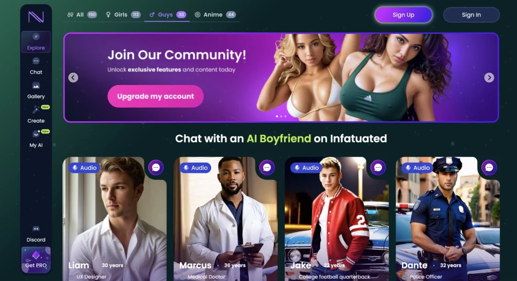 Infatuated AI interface with realistic virtual boyfriend.