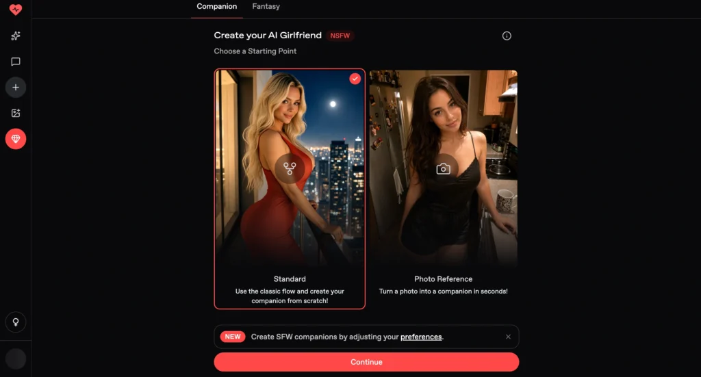 Nectar AI virtual companion with customizable personality, AI-generated images, and realistic conversations.
