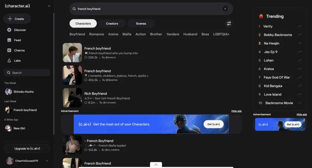 Character AI boyfriend