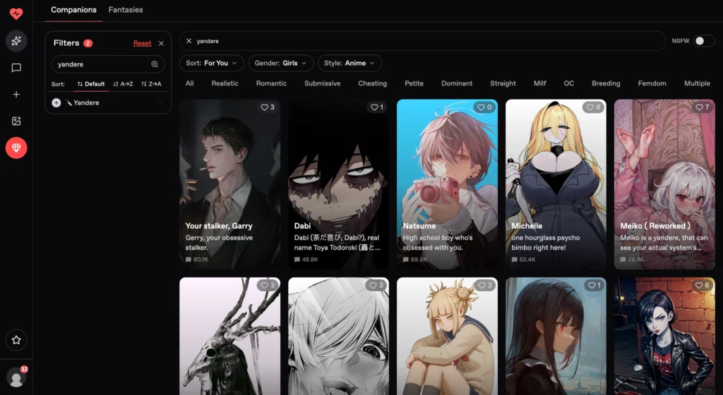 Custom yandere AI girlfriend generated in Nectar AI with personalized appearance and visual companion features.