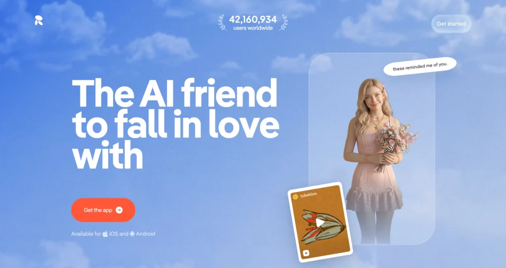Replika AI website.