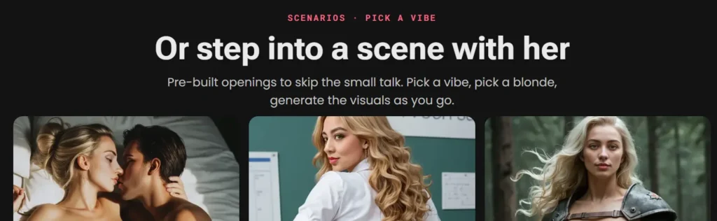 Secret Desires' Build-a-Blonde tool - configure your blonde AI companion from scratch in under a minute