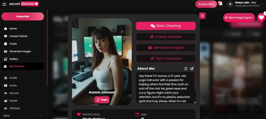 Secret desires my partners section showing relationship and age