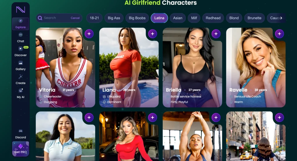 Infatuated AI interface showing a personalized lesbian AI girlfriend for romantic AI companionship.