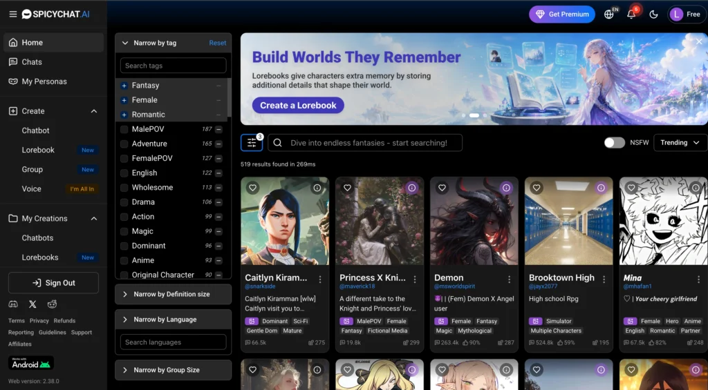 SpicyChat AI companion character for roleplay chats and personalized AI conversations.