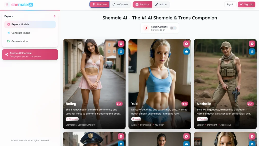 Shemale AI character featured in a personalized virtual companion