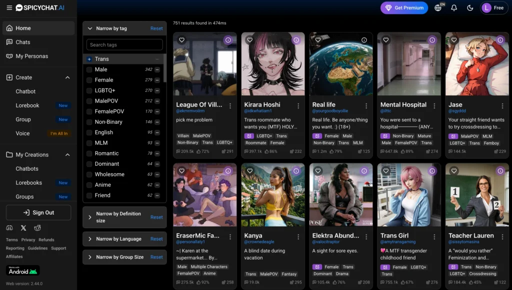 SpicyChat AI character featured in a custom roleplay.