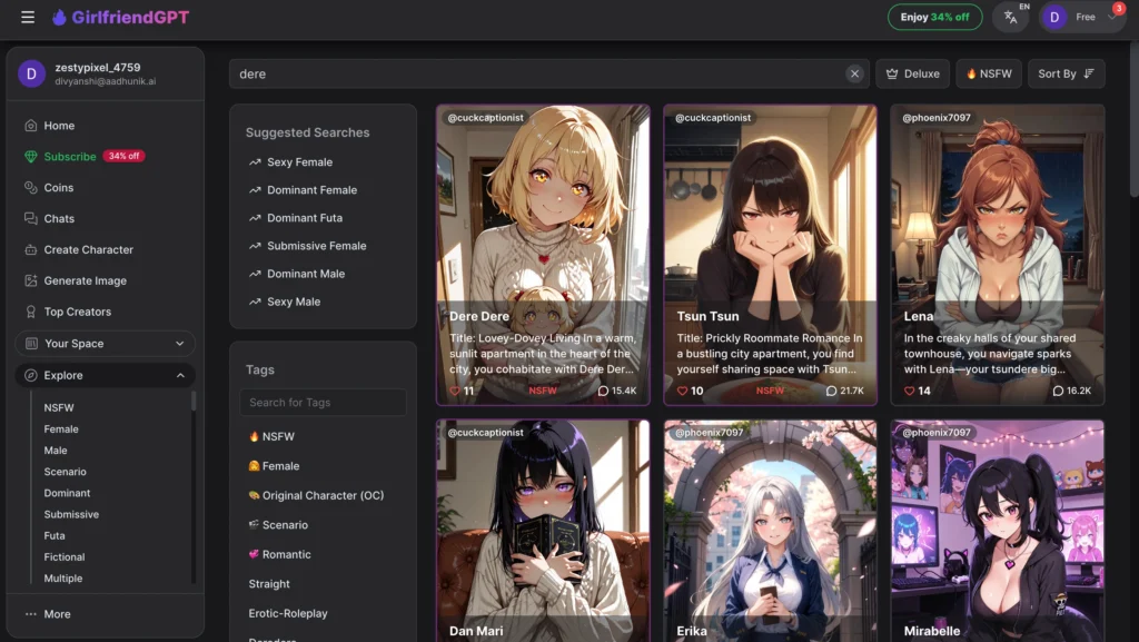 GirlfriendGPT anime AI girlfriend character.