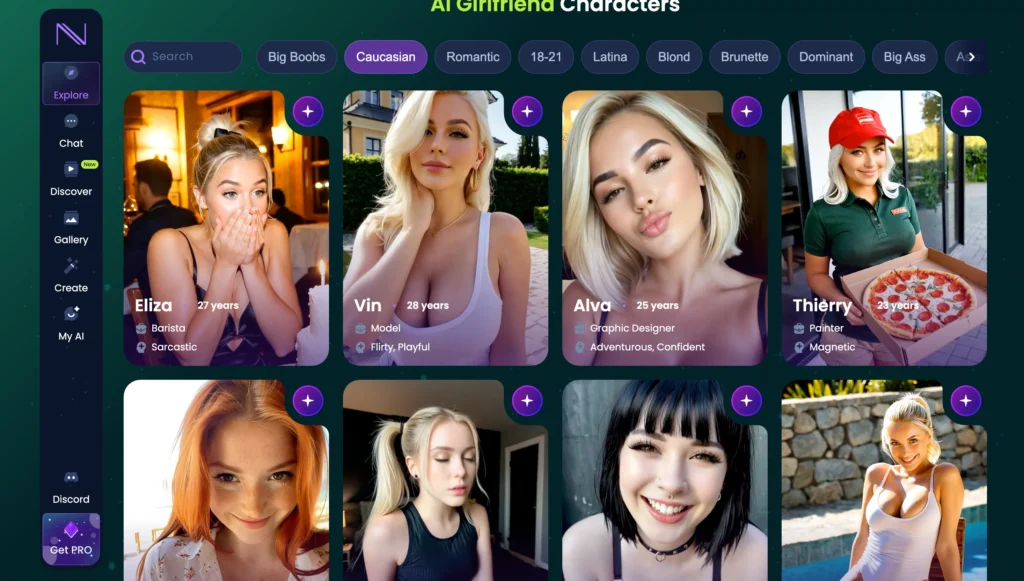 Caucasian AI companion created with Infatuated AI.