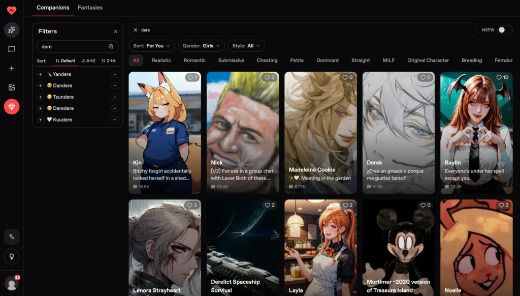 Nectar AI anime character AI companion.