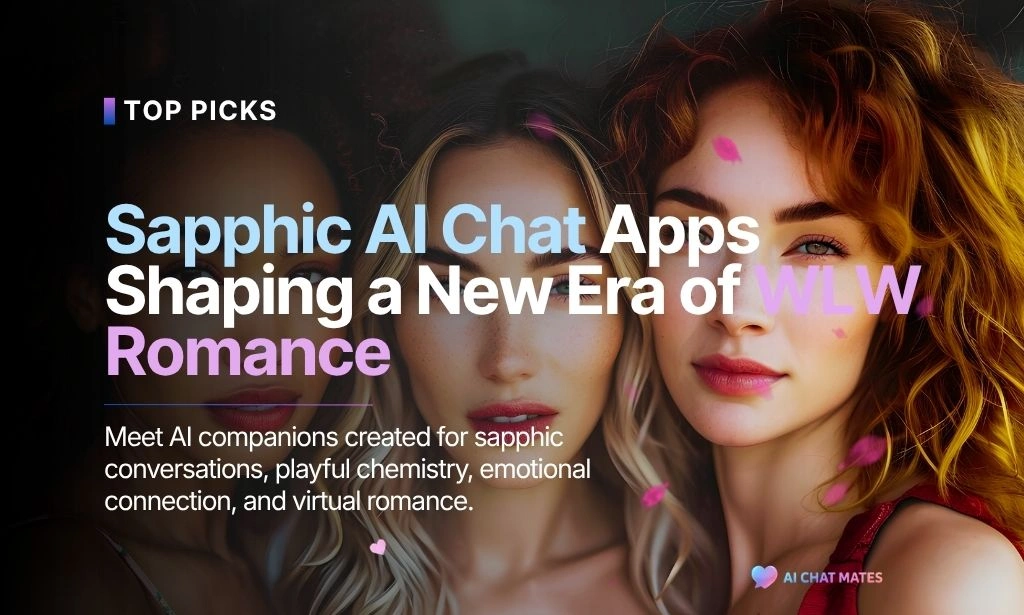 Female AI companion representing sapphic AI chat apps and virtual WLW romance.