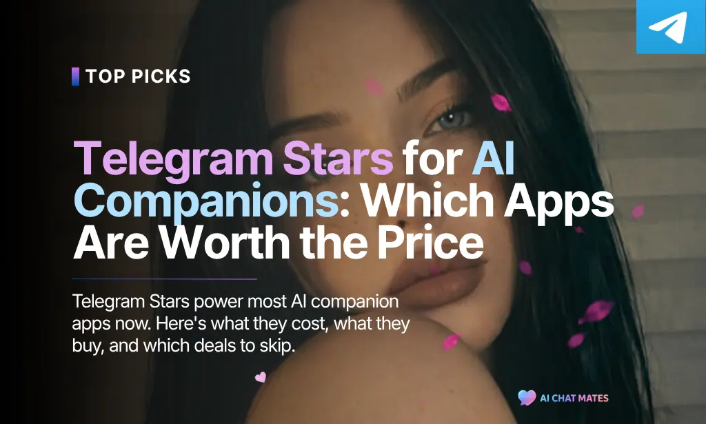 Banner graphic titled Telegram Stars for AI Companions: Which Apps Are Worth