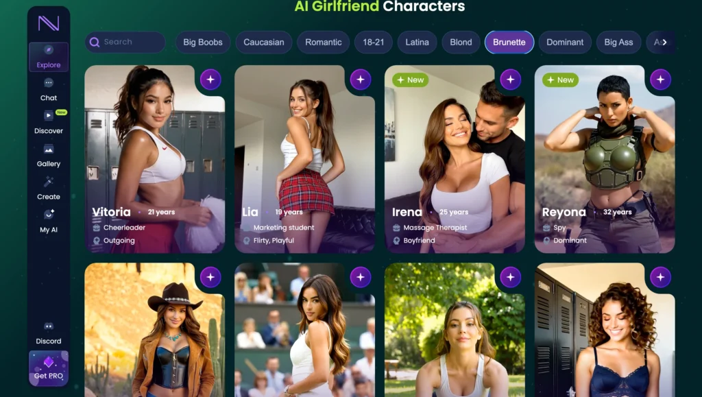 Brunette AI companion on Infatuated AI.