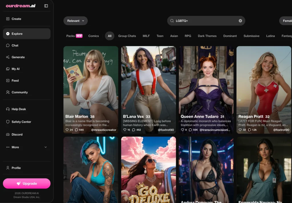 OurDream AI LGBTQ+ characters and AI companion creation.
