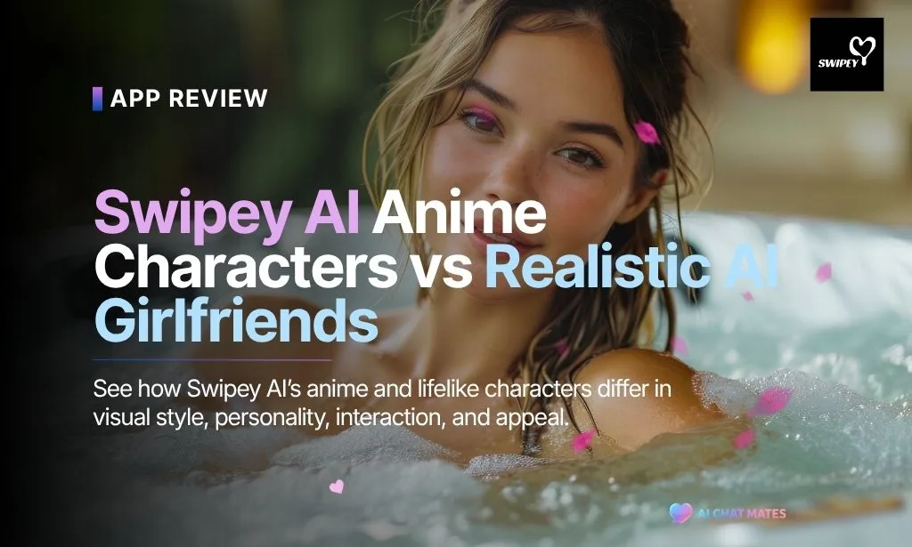 Swipey AI anime characters vs realistic AI companions featured image.