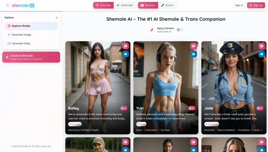 Shemale AI transgender virtual companion interface