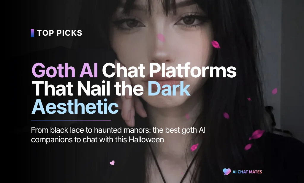 Goth AI Chat Platforms That Nail the Dark Aesthetic blog post cover image featuring a dark, gothic AI companion character.