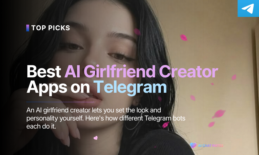 Featured banner graphic displaying a collection of Telegram AI girlfriend creator apps and custom companion interfaces